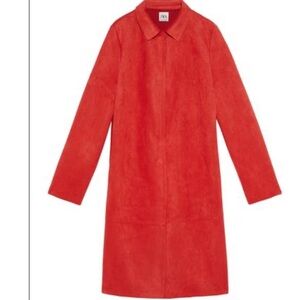 Zara Suede Look Coat - Red